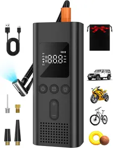 Tire Inflator Portable Air Compressor, 150 PSI Fast Inflation Cordless Air Pump with LED Light, Auto Shut-Off, Rechargeable Battery for Car, Motorcycle, Bike, and Sports Balls