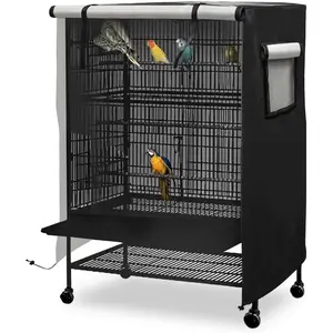 Bird Cage Cover Dark Colored Drape for Animal Crate Waterproof & Washable Night Cover for Cages Distraction and Light Eliminator for Mink Totoro Parakeets Parrot (XL - 38”L×23”W×51”H)