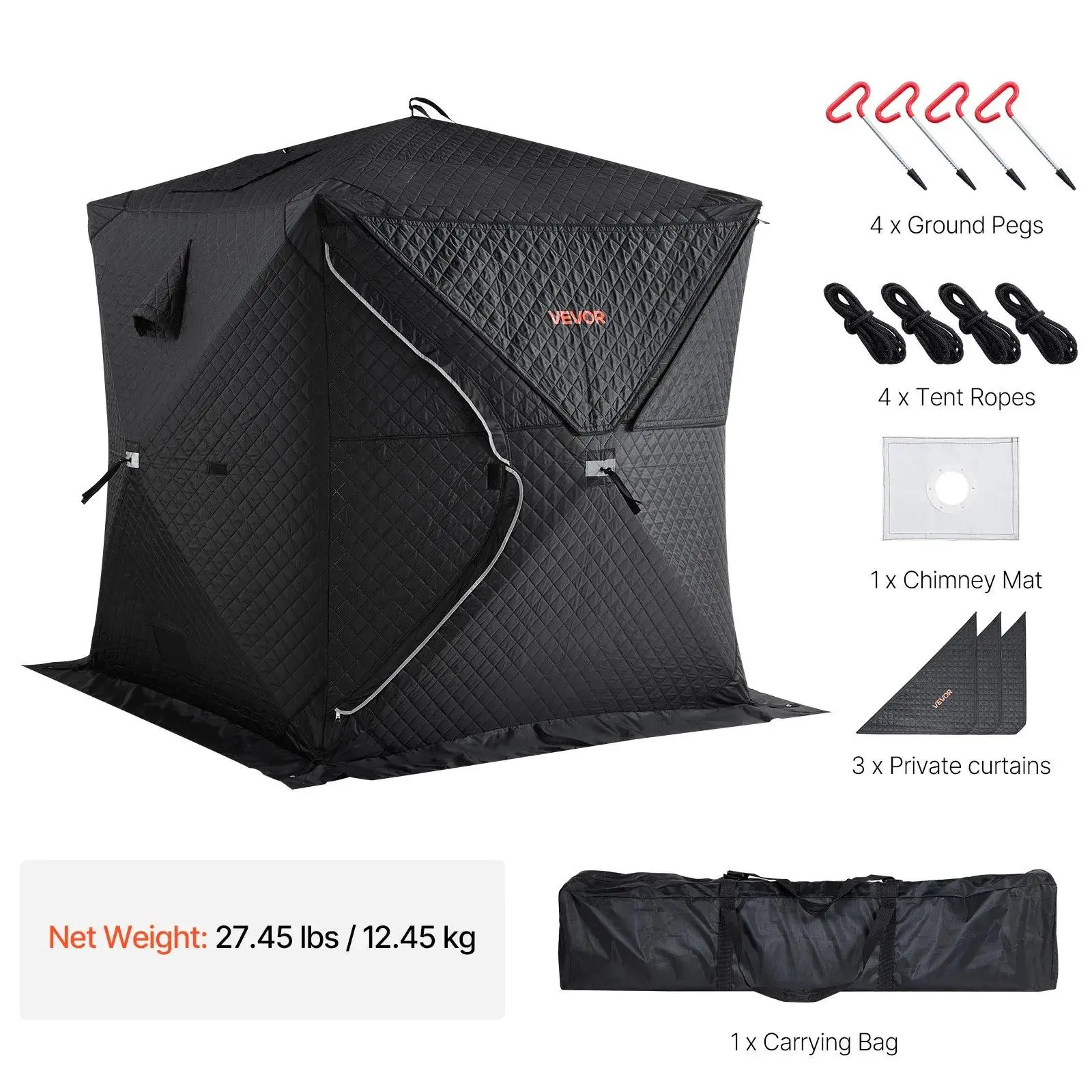 【SummerFinds】VEVOR Outdoor Sauna Tent Pro,  Portable Steam & Dry Sauna for 4 Persons, Heavy-Duty Oxford Cloth & Carbon Steel, Easy Setup for Camping, Backyard, or Home Gym,Easy Setup(Black), 180-Degree Transparent Window, 3-4 People, Roomy Space, Sauna Us
