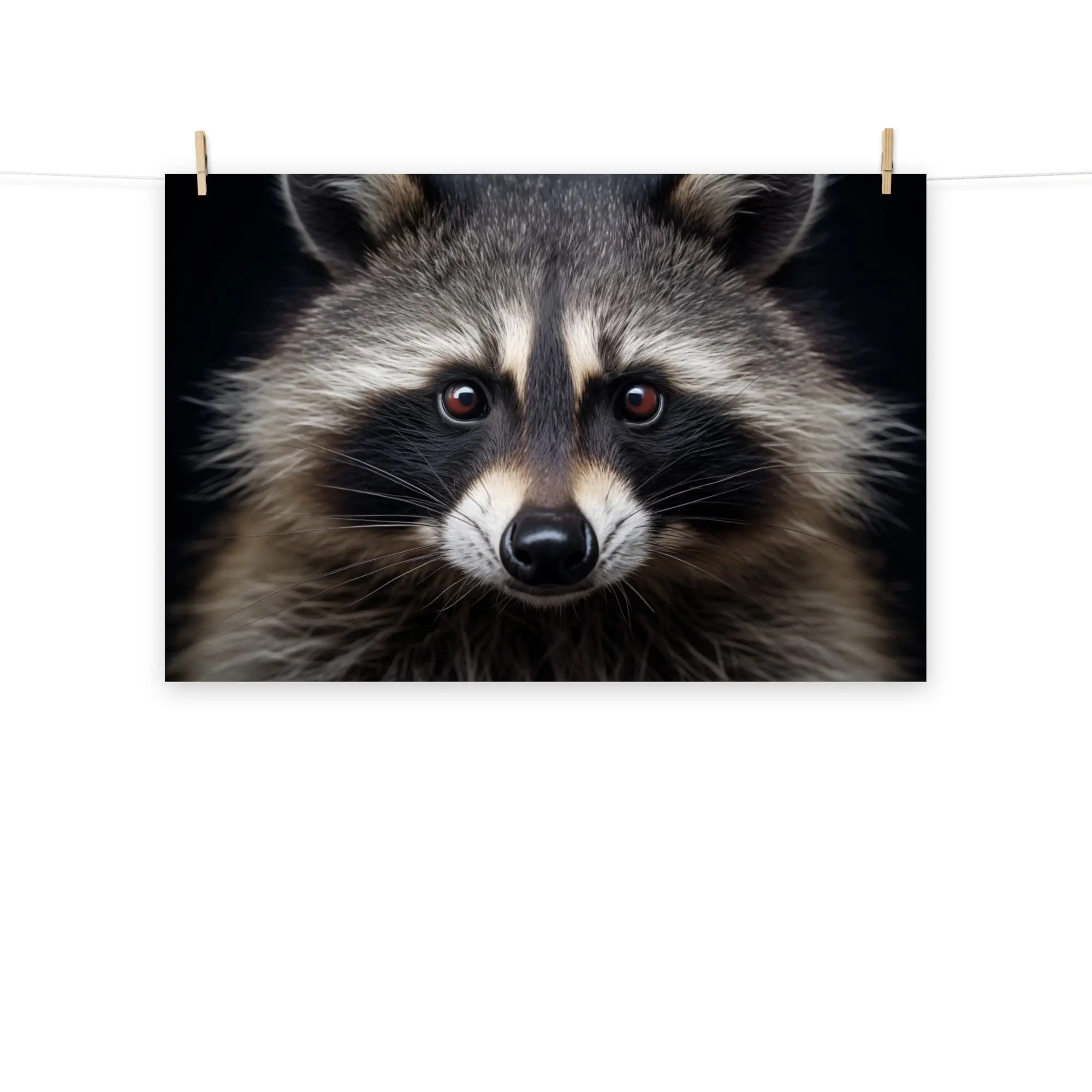 Bandit Eyes Raccoon Portrait Photorealism Painting- Digital Artwork Loose Print