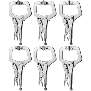 6 Pack 6 Inch C-Clamp Locking with Swivel Pads Heavy Duty Pliers for Craftsmen Home Workshop