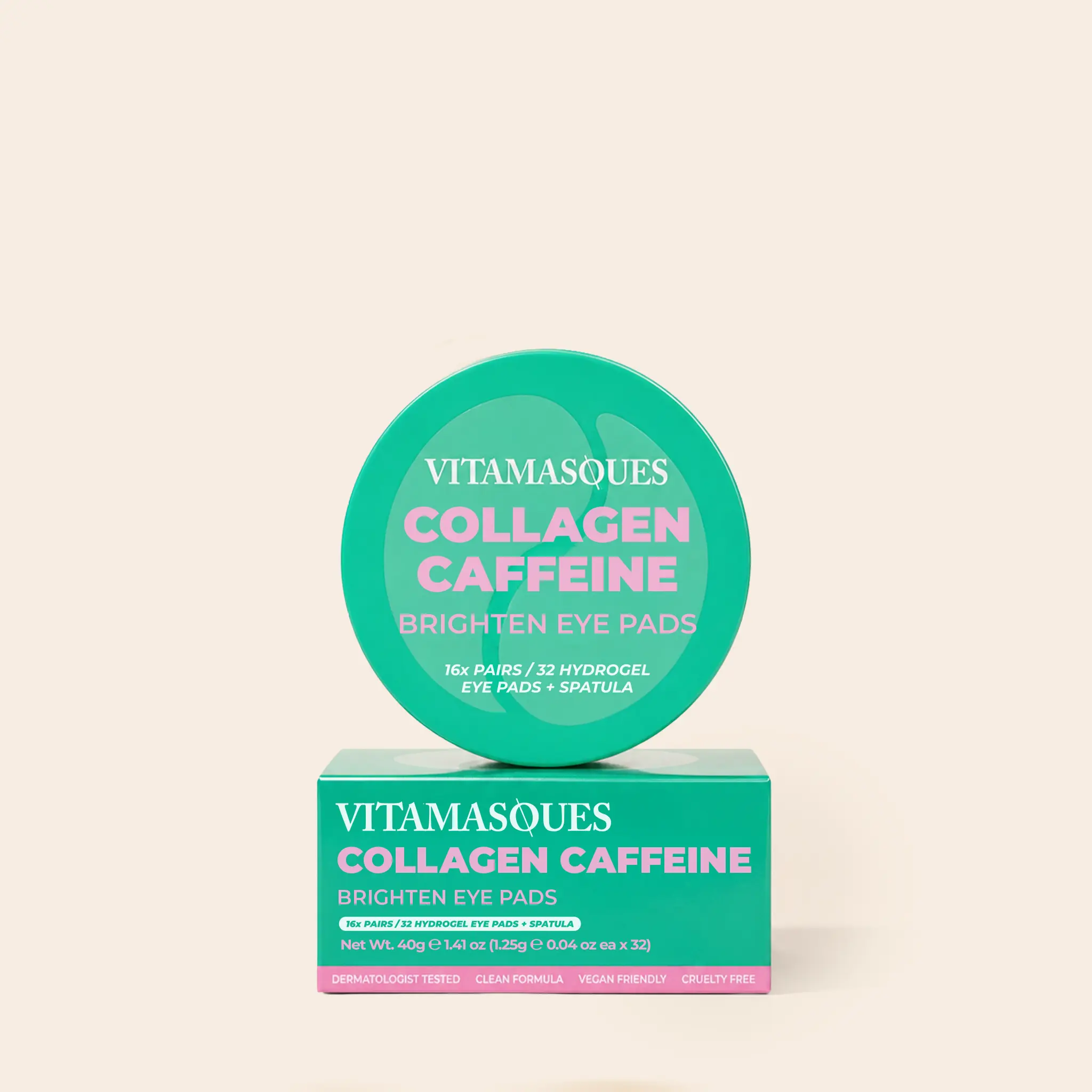Vitamasques Collagen Caffeine Eye Pads Jar - 1.41oz - 16 x pairs: Brightening, Dark Circle Reduction