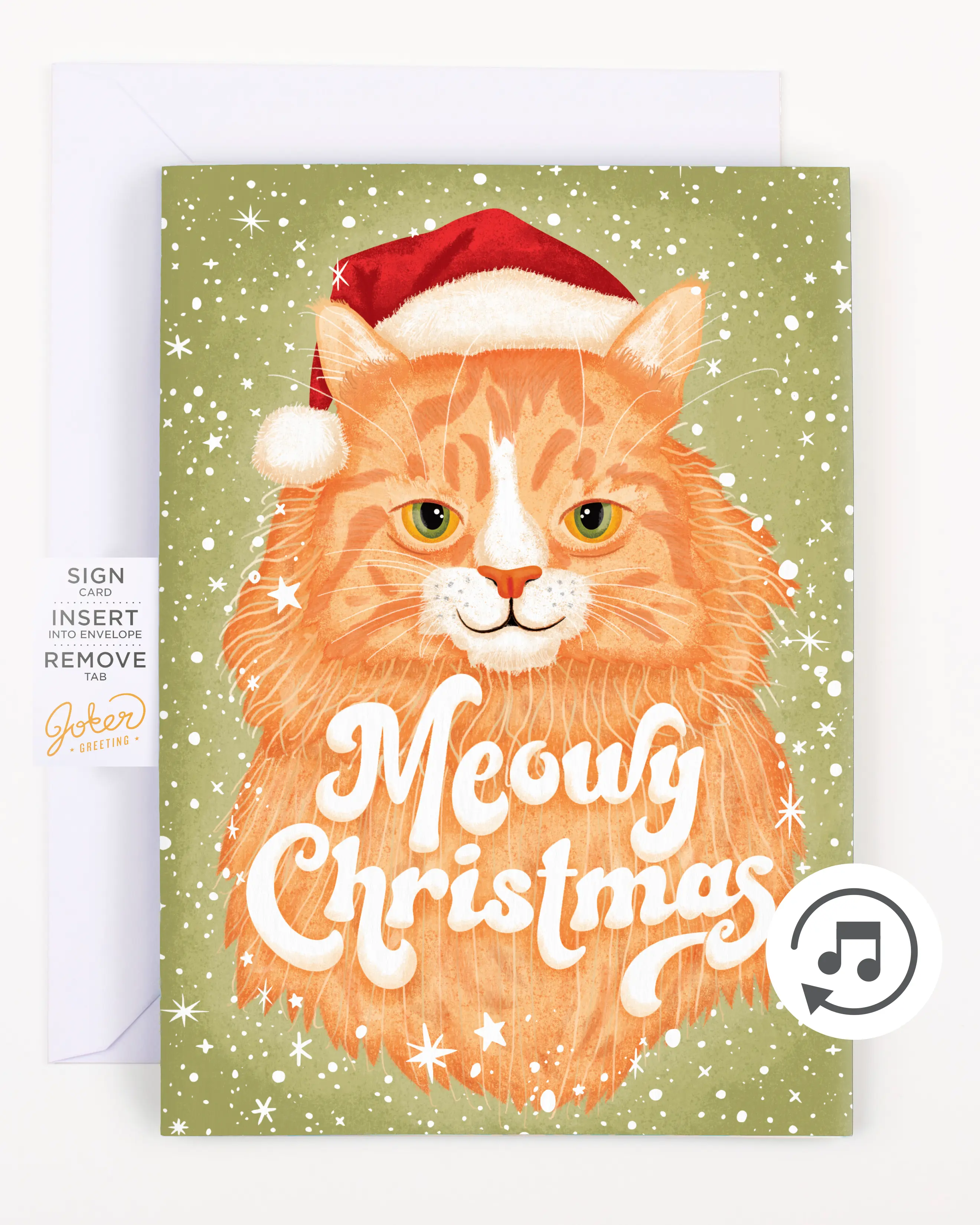 Joker Greeting Endless Meowy Christmas Card - Office Stationery with Hidden Glitter, Musical Prank Feature, Holiday Hostess Gifts for White Elephant Gift Exchanges