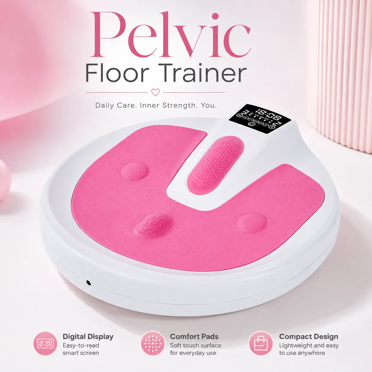 Smart Digital Pelvic Floor Repair Instrument - Ultra-Compact Sitting Medical Device for Postpartum Recovery, Intimate Tightening, Pelvic Floor Exercises