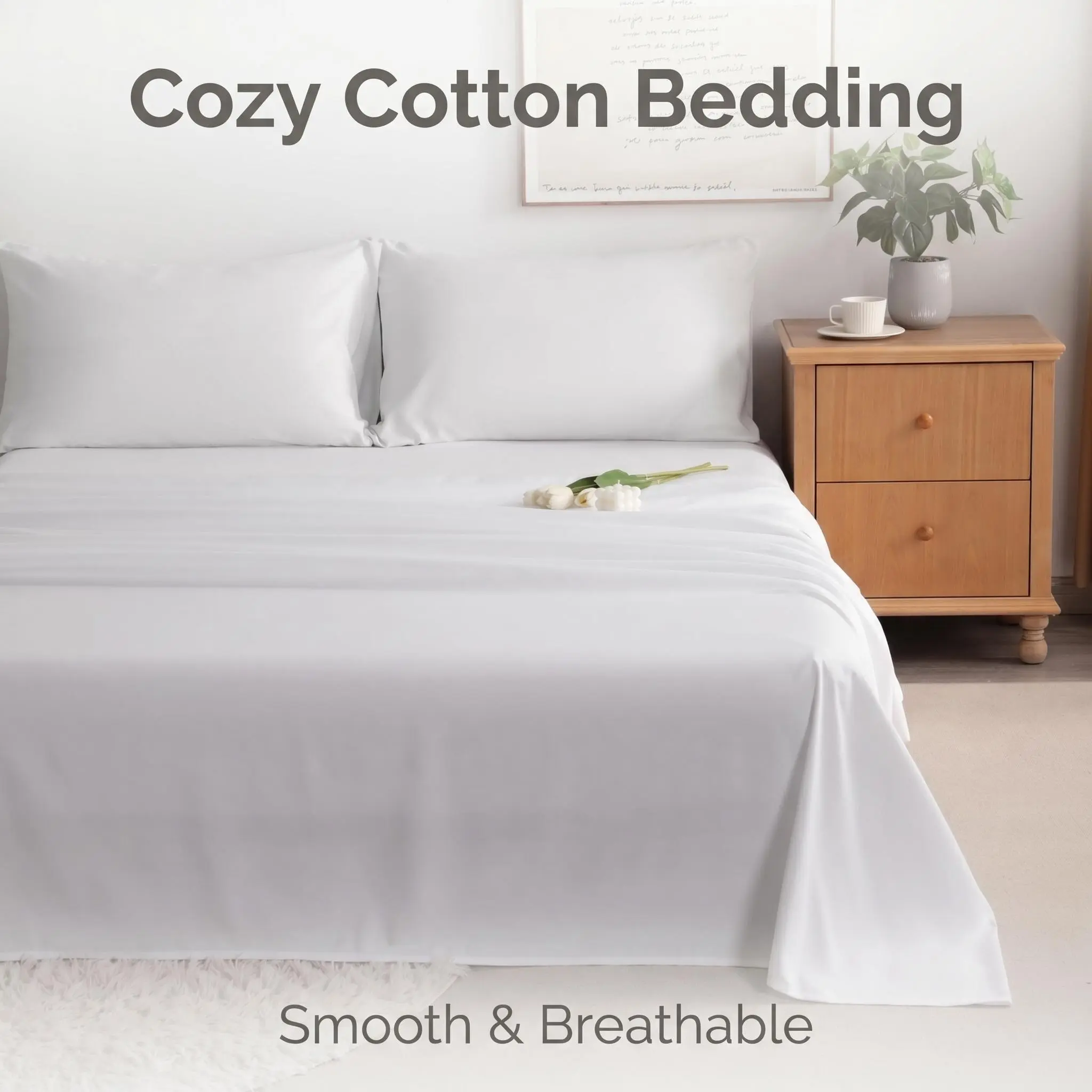 Bedsum 3/4 Pieces Microfiber Bed Sheet Set, Super Soft and Cozy, Stain Resistant Fitted Sheet Set with Deep Pocket