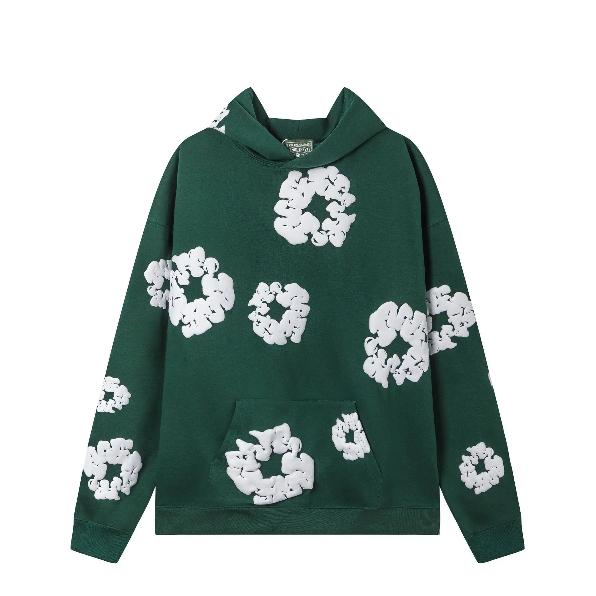 Foam dark green hoodie��White flower wre
