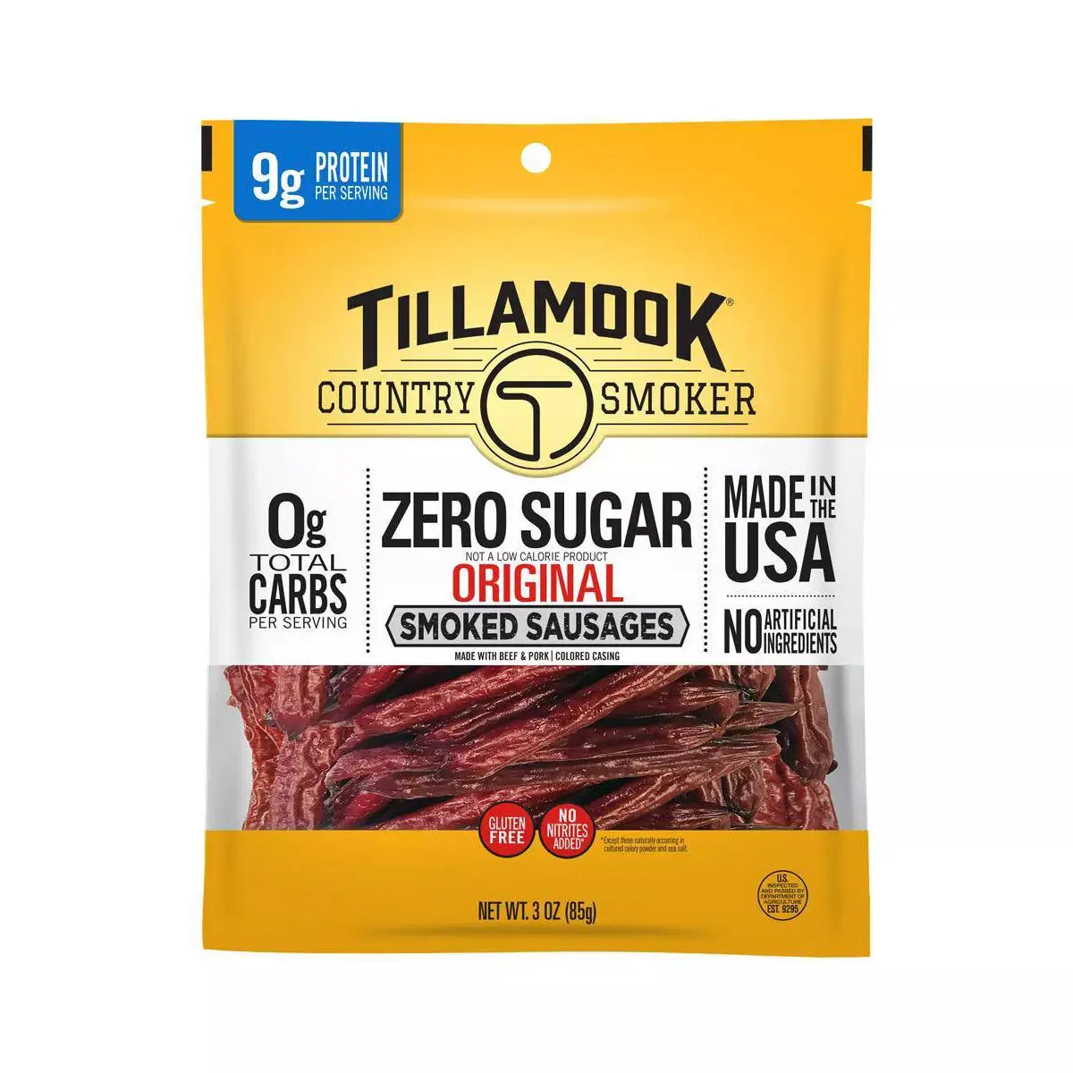 Tillamook Country Smoker 0 Sugar Original Smoked Sausage Sticks, 3oz (2-Pack)