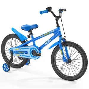 VEVOR Kids Bike,  18 Inches BMX Style Children Bicycle, Rider Height 3.61 ft - 4.59 ft, Training Wheels Included, Sturdy and Easy to Assemble, Toddler Bike for Boys & Girls Learning to Ride, Blue