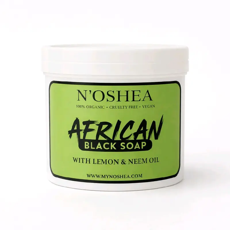 N'OSHEA African Black Soap Paste Infused with Lemon & Neem Oil 100% Organic Cruelty Free Vegan 1kg for Soft Radiant Skin