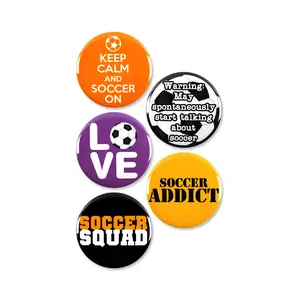 5 Pack - Soccer Hooligans' Sports Pinback Buttons - 2.25 Inch