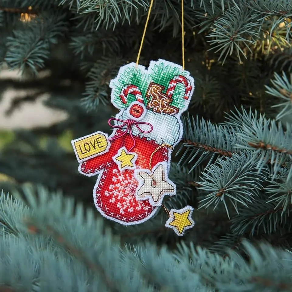 Christmas Tree Toy Plastic Canvas Cross-Stitch Kit by Charivna Mit T-03C