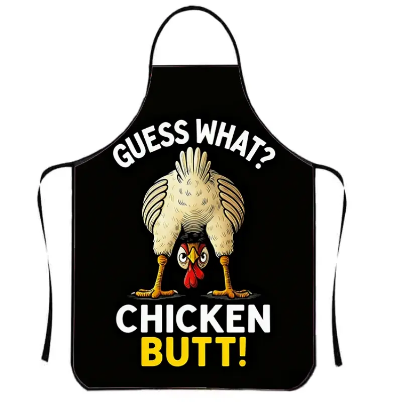 Funny Chicken Butt Print Apron, 1 Count Polyester Unisex Cooking Apron,Christmas Gift, Apron for Women,Nails Design Tool,Nail Tech,Nails Art,Nails First,Kitchen Accessory,Kitchen Essentials