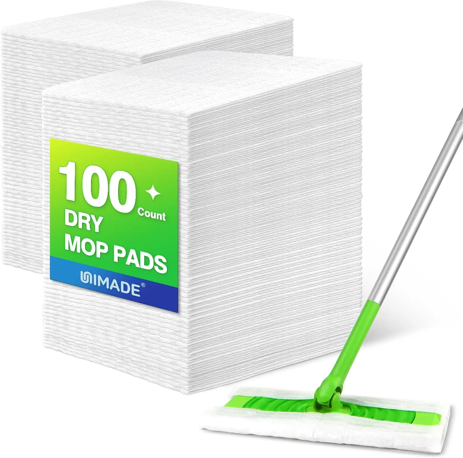 Dry Sweeping Cloths, 100 Count Mop Refill Compatible with Swiffer Sweeper - Disposable Duster Refills Mops for Cleaning Hardwood Floor Dust UNIMADE