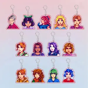 Stardew Valley Pixel Keychain– Acrylic Abigail Haley Leah Keychain, Cute Game Character Keyring Gift for Girls