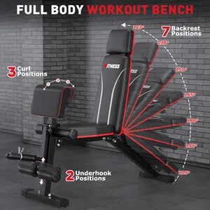 Foldable Weight Bench, 880lbs Weight Capacity , Weight Plate Not Included, Workout Bench Press for Home Gym, Banco Para Hacer Ejercicio Incline Decline Sit up Workout Equipment, Leg Extension and Preacher Pad for Full Body Strength Training