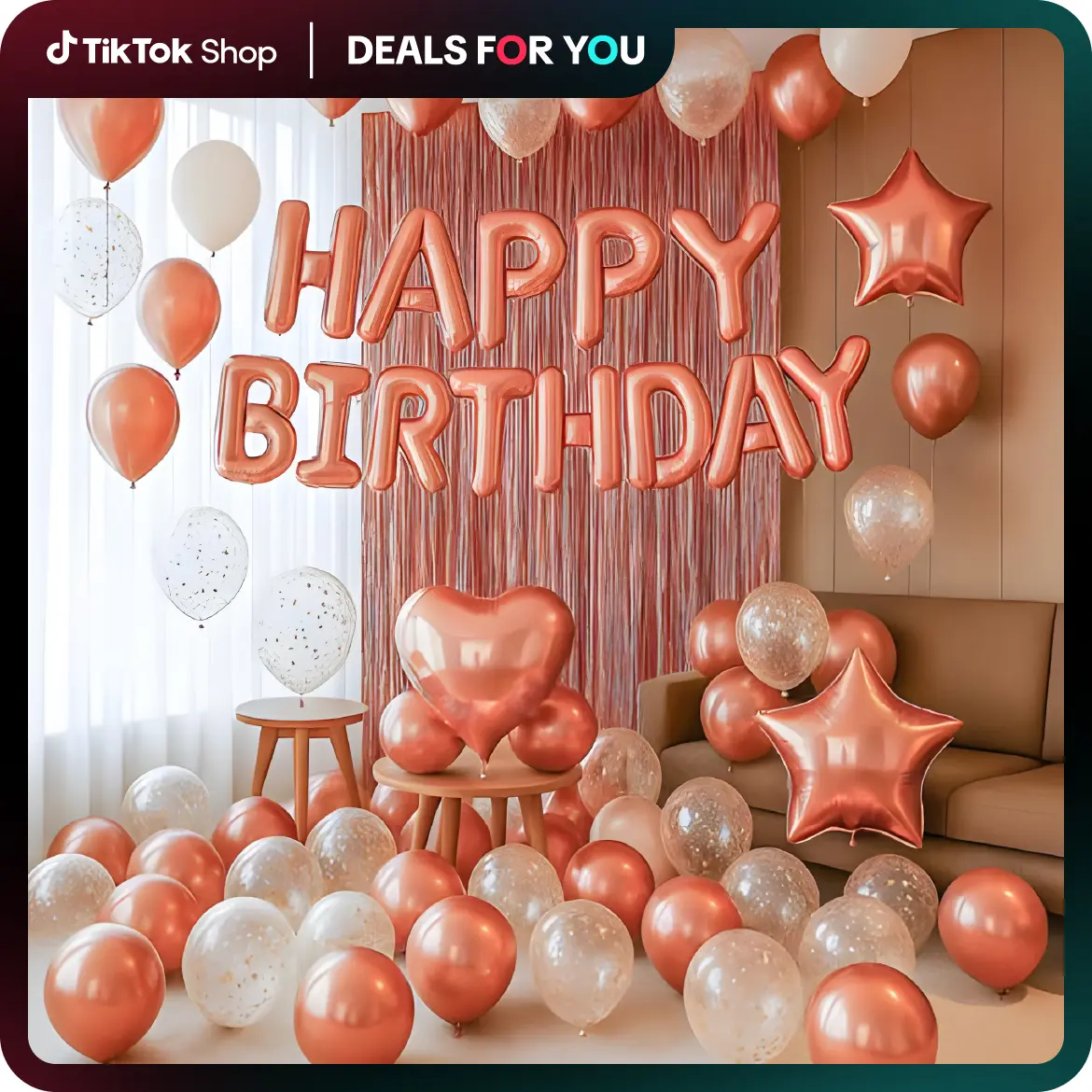 Happy Birthday Pink Letter Balloon Kit, Birthday Party Foil Curtain Balloon Decoration, Metallic Latex Balloon Heart-Shaped Gold Pink Balloons Set Home Decor fathersdaygift