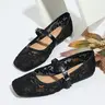 【Black Friday】Women's Elegant Floral Lace Ballet Flats, Casual Square Toe Flat Shoes for Summer, Lightweight Breathable Comfortable Shoes for Daily Wear