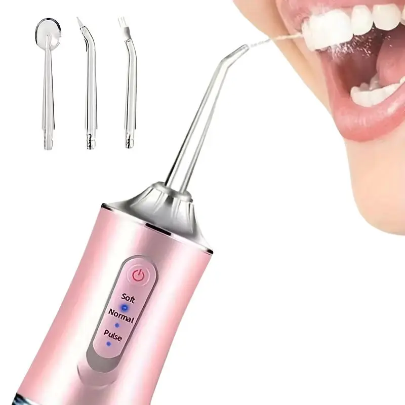 Portable Water Flosser with 4 Interchangeable Heads, 3 Cleaning Modes, Waterproof Design, 800mah Rechargeable Battery, Great Christmas Gift