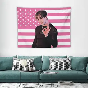 BangChan Music Album Poster Printed Tapestry, Wall Hanging Decor for Living Room & Bedroom, Pink‑Themed Perfect Gift for Friends