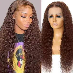 [30inch Only $129]Nervoss Colorful 30in 13X6 Chocolate Brown Deep Wave HD Transparent Lace Front Wigs Human Hair 99J Red Burgundy Colored Deep Wigs 4/27 Highlight Ombre Human Hair Curly Wigs Black Deep Wigs Pre Plucked With Baby Hair  Summervibes