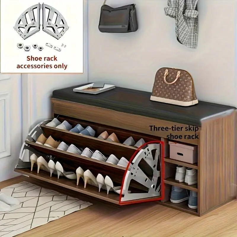 3 Layer Silver Color Heavy Duty Flip Cover Cabinet Hinges, Metal Surface Treatment, Program Control, Shoe Rack & Drawer Hardware Accessories