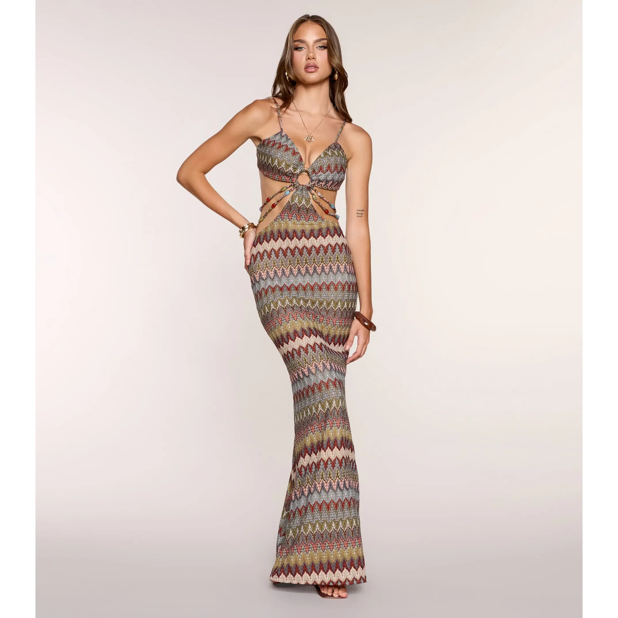 Talia Chevron Cutout Mermaid Dress