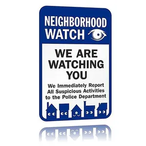8x12 Aluminum Metal Sign Neighborhood Watch We Are Watching You Sign – Security Warning Sign for Home, Yard, Neighborhood