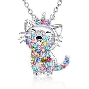 Iced Out Cat Necklace| Colorful Crystal Kitty Pendant| Kawaii Aesthetic Jewelry for Cat Lovers#CatJewelry#CrystalCatNecklace#KawaiiAesthetic#AnimalJewelry#CuteNecklaceForWomen#BlingKitty#CatLoverGift#CartoonJewelry#SilverToneNecklace#FunAccess