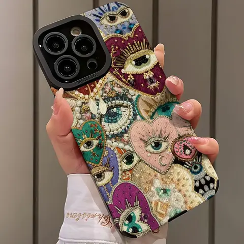 Eye Pattern Phone Case, Shockproof TPU Cover, Shockproof Cellphone Accessory, Phone Accessories, Cellphone Casing Compatible with iPhone 16 15 14 13 12 11 Plus Pro Max Series