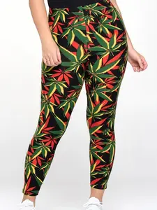 MULTY LEAF PRINT COLORFULL PLUS SIZE LEGGINGS