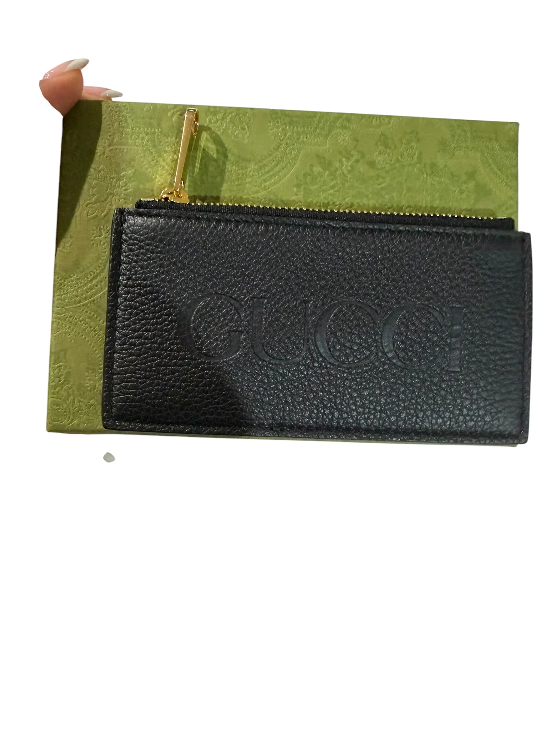 Pre-owned GUCCI GG Leather Small Leather Goods Gucci Black "Gucci" Card Holder Full Set Perfect for Daily Use