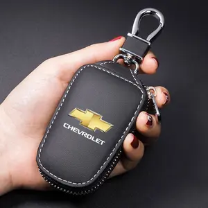 D-Type Leather Keychain Zipper Pouch with Metal Hook, Car Accessory for Chevrolet Lacetti 2002-2018, Durable and Stylish Design