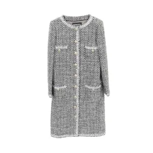 Pre-owned CHANEL Nylon Small Leather Goods Lame Fantasy Tweed Collarless Jacket Outerwear
