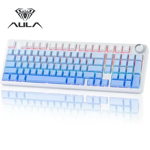 Aula F99 PRO Mechanical Gaming Keyboard - Wireless, Bluetooth, 8000mAh Extended Battery Life, Hot Swappable Pre-lubed Linear Switches, 2.4GHz-BT5.0-Type-C, Numpad, Volume Knob, PBT Plastic, for Win/Mac, Keyboards for Work, Gaming Keyboards