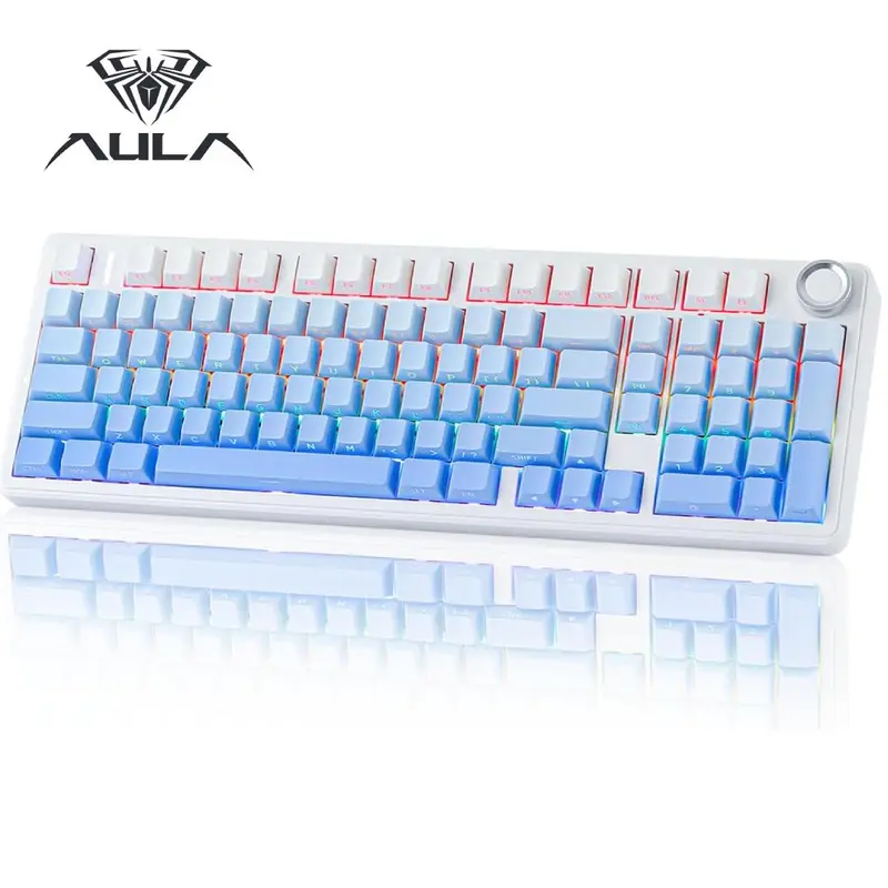 Aula F99 PRO Mechanical Gaming Keyboard - Wireless, Bluetooth, 8000mAh Extended Battery Life, Hot Swappable Pre-lubed Linear Switches, 2.4GHz-BT5.0-Type-C, Numpad, Volume Knob, PBT Plastic, for Win/Mac, Keyboards for Work, Gaming Keyboards