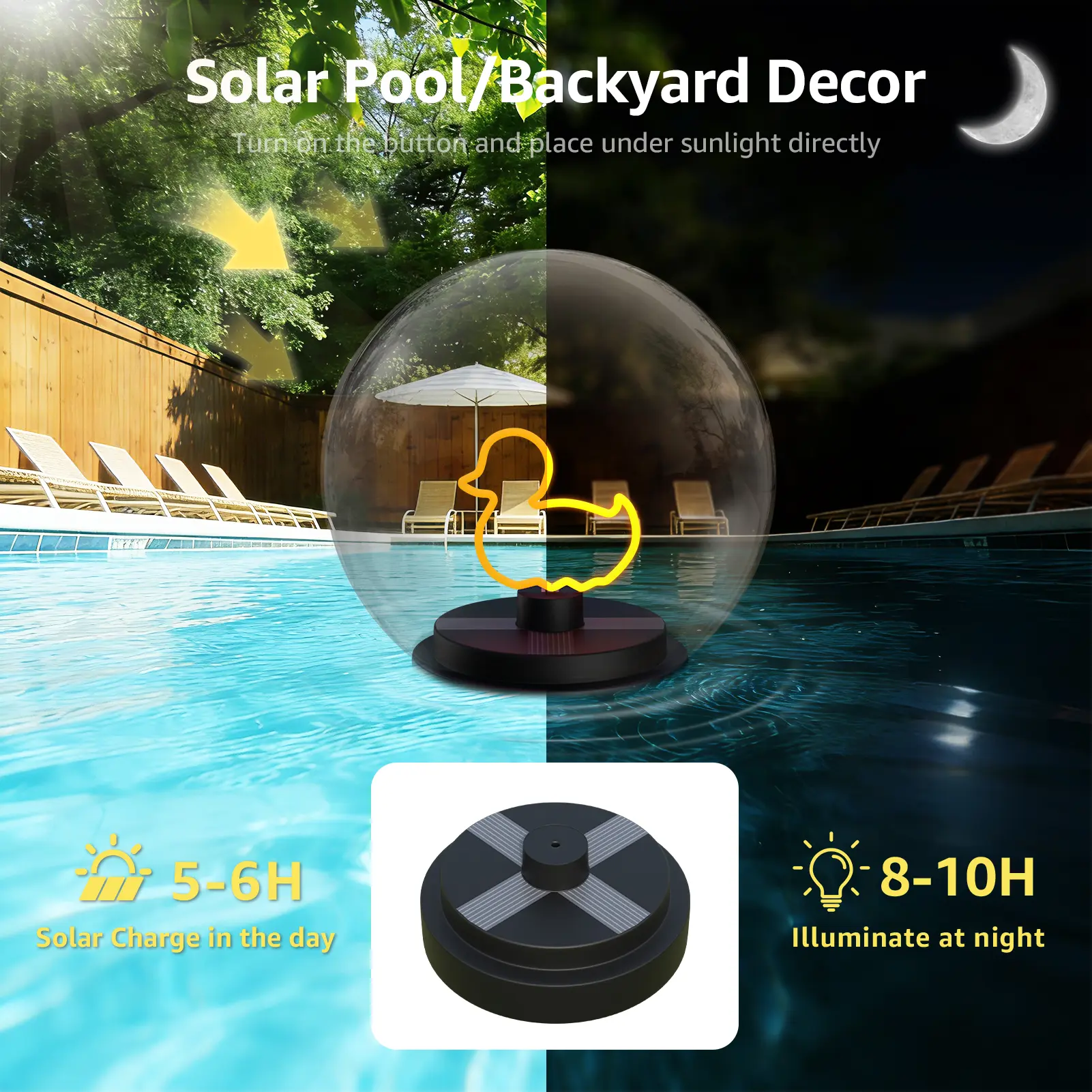 UUFFOO Outdoor Solar Floating Ball Lights with Sticks (2-Pack), IP66 Waterproof for Pool Decor and Pathway Upgrade, Automatic Night Illumination Up to 10 Hours for Pool, Backyard Garden