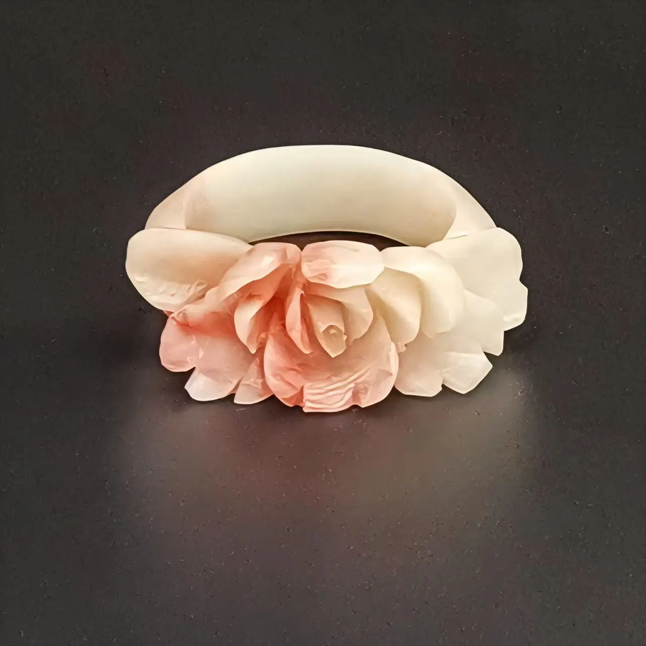 Natural Jade Carved Flower Jade Ring Suitable As A Gift