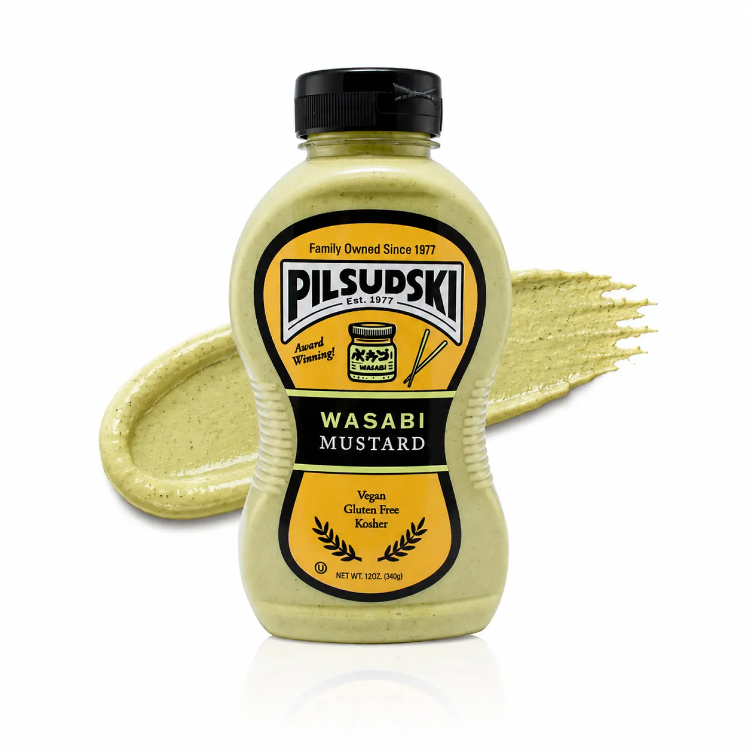 Pilsudski Wasabi Mustard - Gluten Free Vegan Kosher 12 oz Squeeze Bottle Flavor Enhancer Since 1977