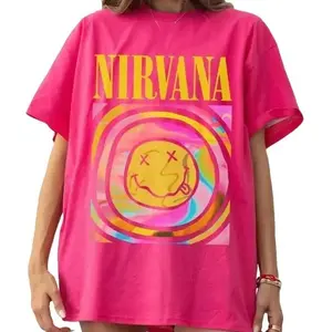 Pink Nirvana T-Shirt – 90s Vintage Y2K Aesthetic Band Tee, Comfort Colors Oversized Graphic Shirt