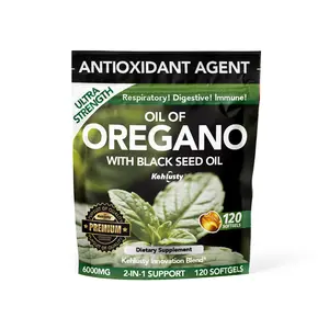Oil of Oregano & Black Seed Oil Softgels | 6000mg Dual-Extract Formula in Resealable Pouch | 20:1 Concentrate with Carvacrol for Immune & Respiratory Support | 120 Softgels