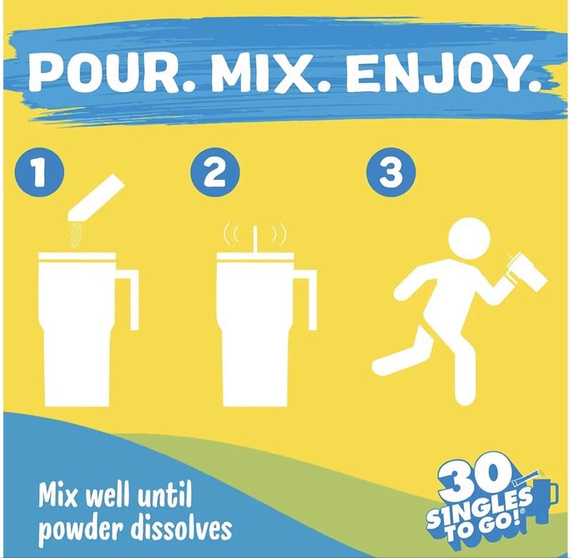 Calypso Singles To Go! Drink Mix Variety Pack – Lemonade On-the-Go Powdered Drink Mix Packets – Low Calorie Water Enhancer – Island Wave, Kiwi, Southern Peach, Ocean Blue Lemonade, 30 Count