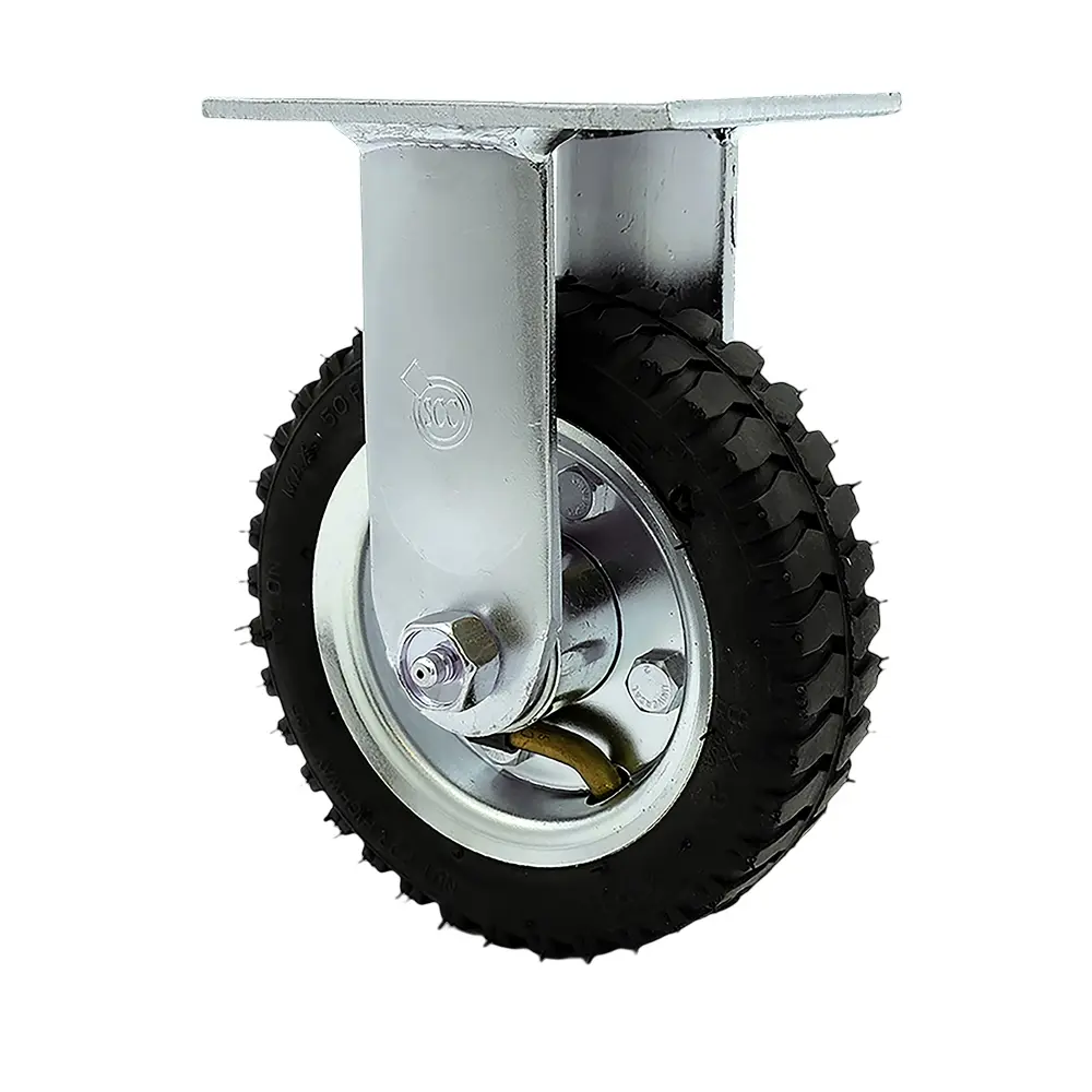6 Inch Rigid Pneumatic Caster - Black Rubber Wheel - Heavy Duty Caster - 250 lbs. Capacity/Caster - Service Caster Brand