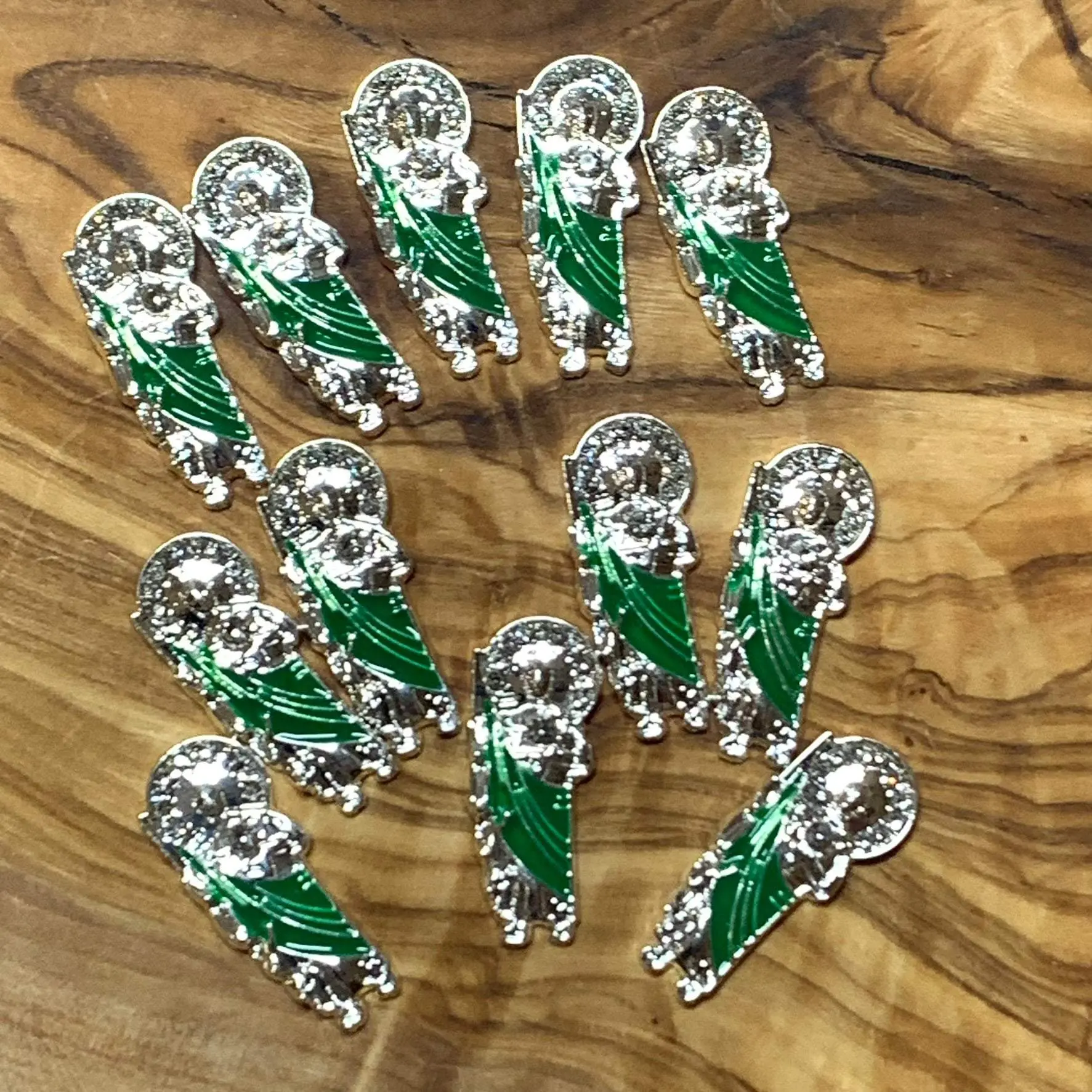 12 pcs Religious charm for vintage nails art design (San Judas / Silver color)