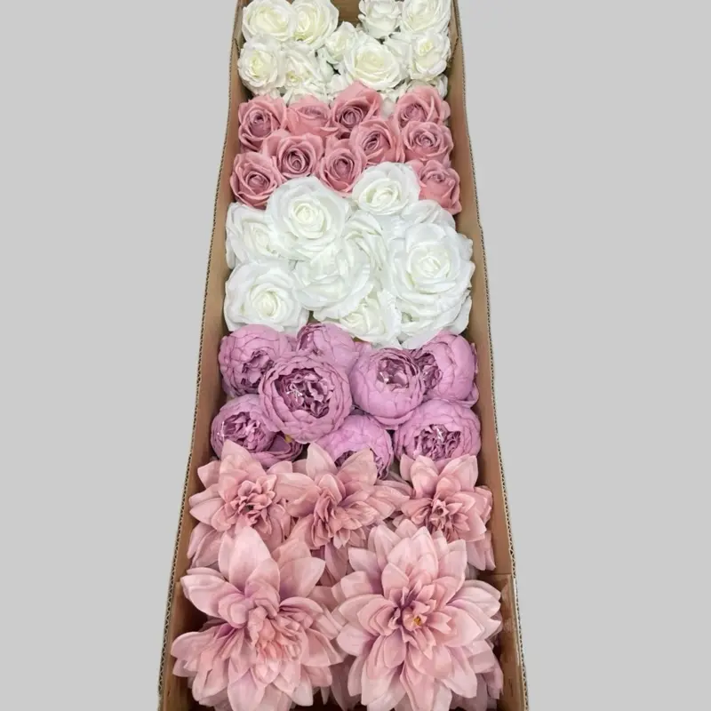 50/60 PCS Mixed Artificial Flower Heads (ES5B), No Stems, for DIY Wedding Bouquets, Centerpieces & Event Decor