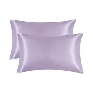 Satin Pillow Cases Standard Size Set of 2, Soft Pillowcases for Hair and Skin Similar to Silk, Pillowcases 2 Pack with Envelope Closure
