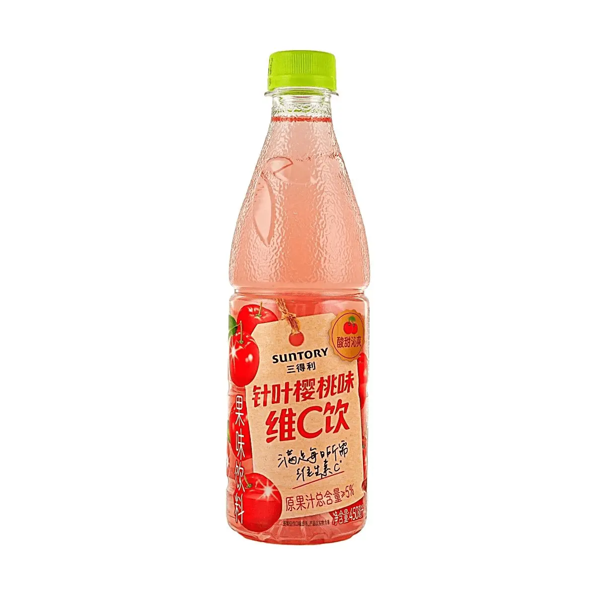 Suntory Cherry Vitamin C Drink 450ml - Daily Vitamin C Boost, Fruity Flavor Beverage