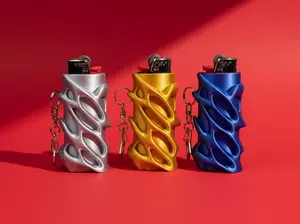 Wavy Lighter Sleeves by Lit Saberz - Fits Classic BIC, Lightweight & Secure Fit, Fun Festival & EDC Gift, Slim Design, Keychain Option, Clean Fluid Aesthetic