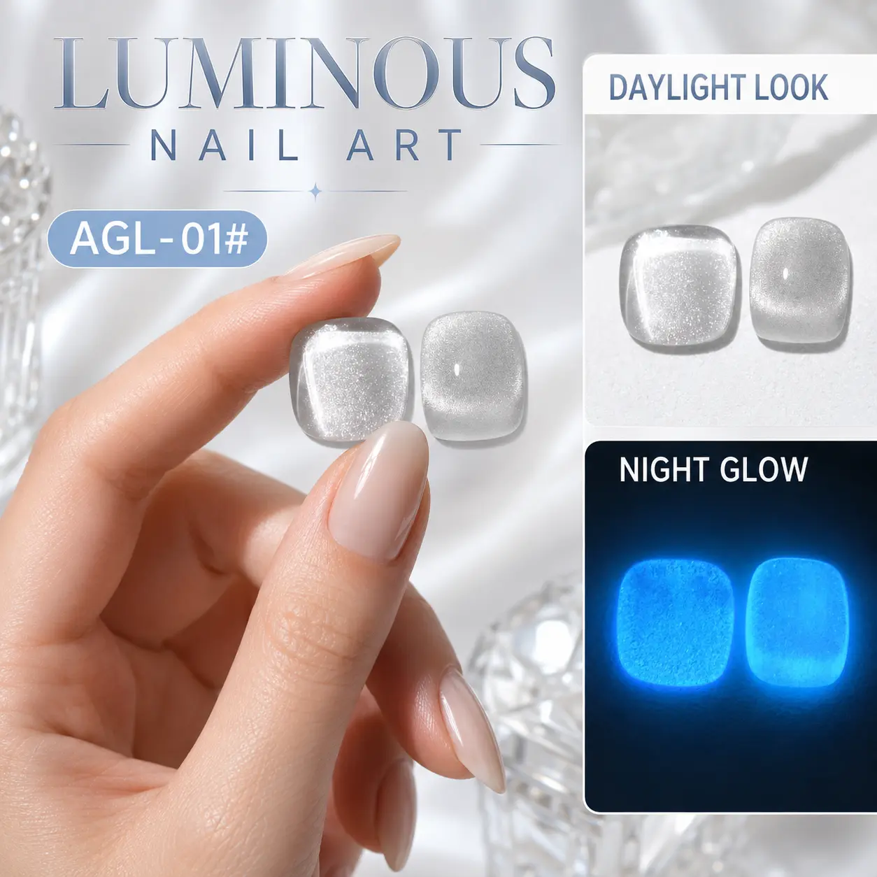 Glow-in-the-Dark Cat Eye Gel Polish - Magnetic Macaron Jelly UV/LED Nail Art Gel with Luminous Shimmer