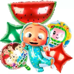 Cocomelon Party Birthday Decoration Ballon Set - 6-Piece Set with Assorted Shapes for Birthdays and Special Occasions