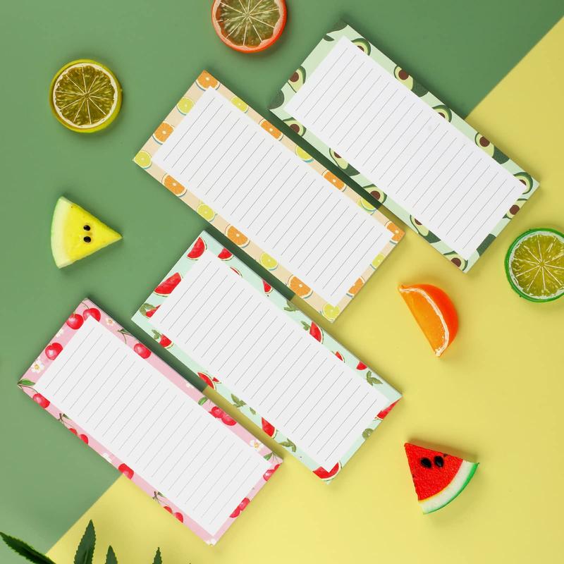 4 Pack Magnetic Notepads for Refrigerator, Fruit Design Grocery List Pad for Fridge, Full Magnet Back Shopping Lists, 50 Sheets Per Note Pads